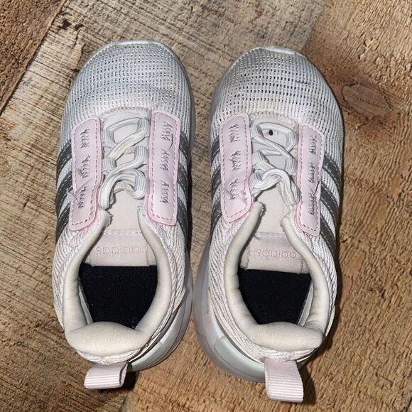 ADIDAS Racer TR21I Cloud White/Almost Pink/Blue Tint GY6739 Toddler shoe 7K - Picture 8 of 10